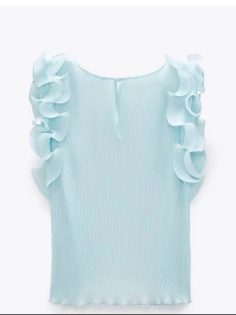 Zara Light Mint Ruffle Sleeve Sleeveless Top